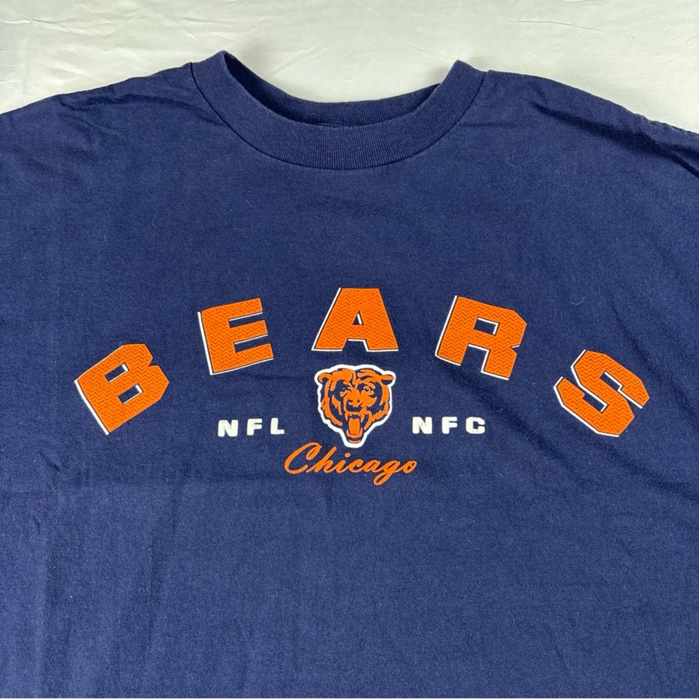 Vtg 90s Chicago Bears Navy Tee with Orange Logo XL